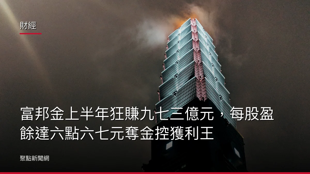 財經:富邦金上半年狂賺九七三億元,每股盈餘達六點六七元奪金控獲利王