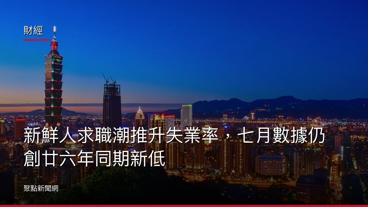 財經:新鮮人求職潮推升失業率,七月數據仍創廿六年同期新低