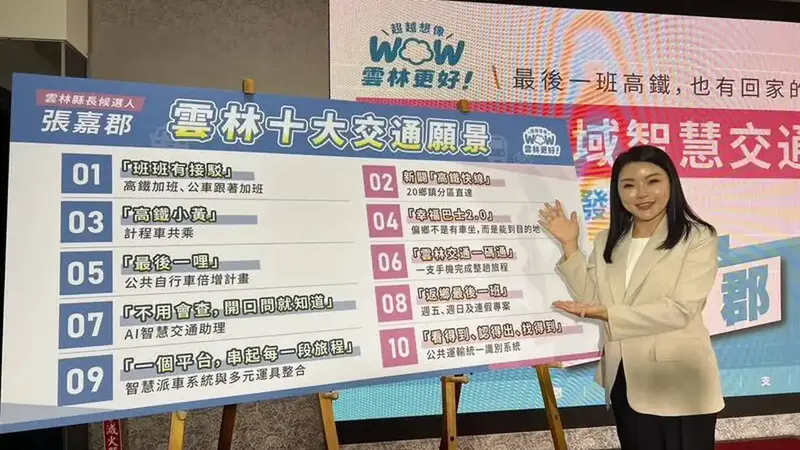 張嘉郡發表雲林交通藍圖 規劃高鐵增班與AI助理