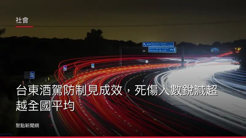 社會：台東酒駕防制見成效，死傷人數銳減超越全國平均