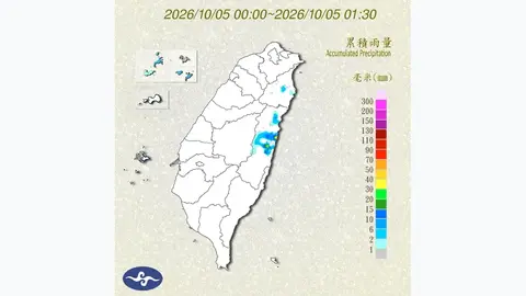 宜蘭花蓮慎防大雨豪雨!對流旺盛恐伴隨雷擊強陣風(累積雨量圖)