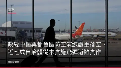 國際：政經中樞與都會區防空演練嚴重落空，近七成自治體從未實施飛彈避難實作